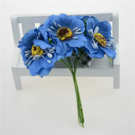 Букетик маков (6 шт) цв.синий