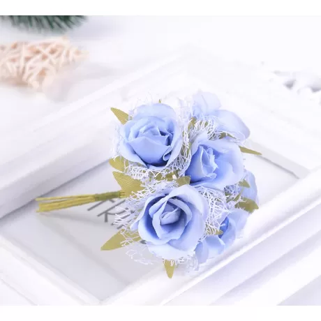 Букетик роз (6 шт) цв.голубой