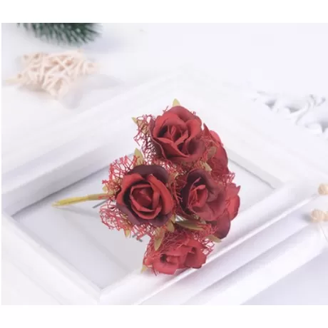 Букетик роз (6 шт) цв.бордовый