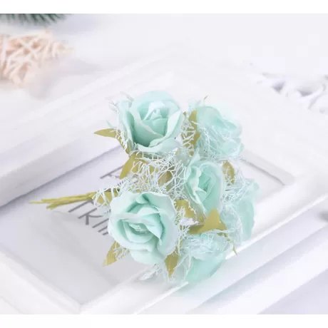 Букетик роз (6 шт) цв.бирюзовый