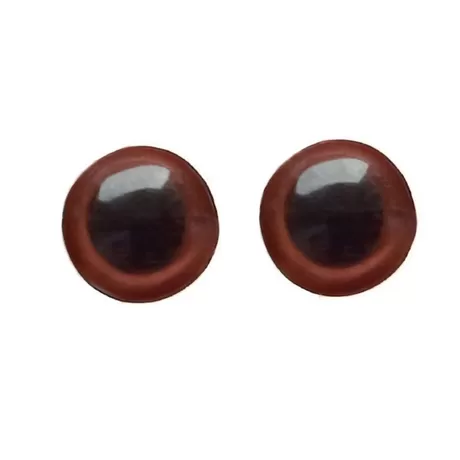 Глаза винтовые с заглушками, полупрозрачные, коричневые,  1×1 см (пара)