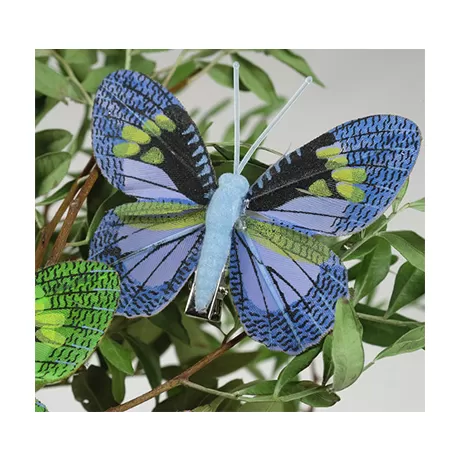 Бабочка на прищепке, пластиковая, 10 х 10 см, голубой / 1 шт