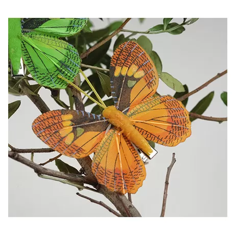 Бабочка на прищепке, пластиковая, 10 х 10 см, оранжевый / 1 шт