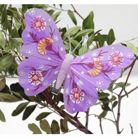 Бабочка на прищепке, пластиковая, 11 х 8,5 см, сиреневый / 1 шт