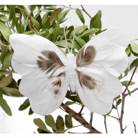 Бабочка на прищепке, пластиковая, 11 х 8,5 см, белый / 1 шт