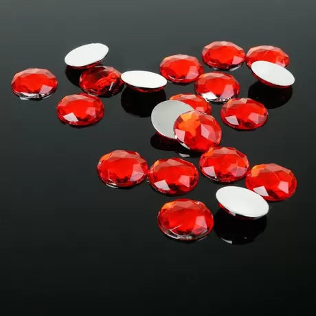 Стразы плоские клеевые 12 мм, красный / 1 шт