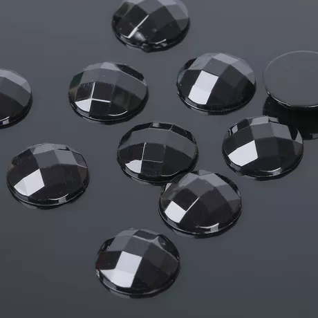 Стразы плоские клеевые 14 мм, черный / 1 шт