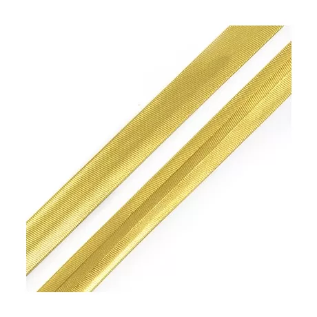 Косая бейка атласная 15 мм золото / 1 м