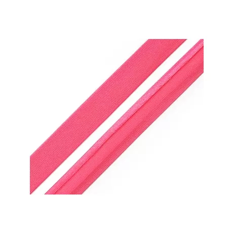 Косая бейка атласная 15 мм ярко-розовый / 1 м